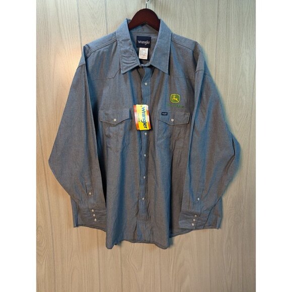 Wrangler Other - Wrangler Cowboy Cut Shirt Mens 2XL Blue Pearl Snap Western Chambray NWT